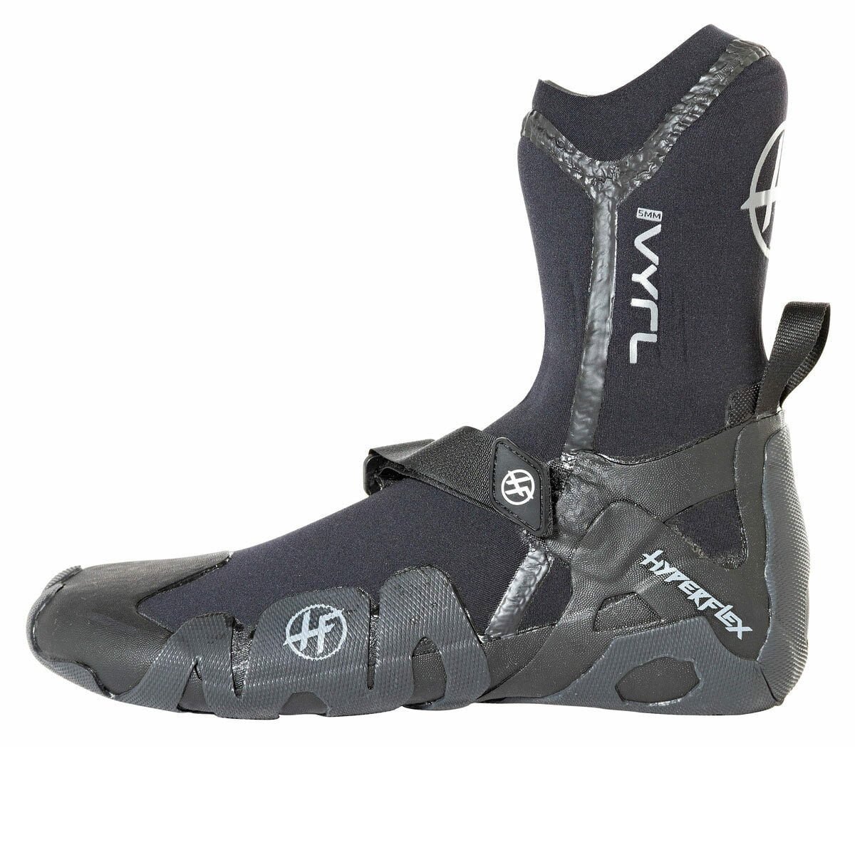 Hyperflex Mens Vyrl 5MM Round Toe Wetsuit Bootie, Adult, Black, 10