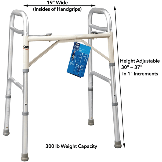 Carex Dual Button Folding Walker