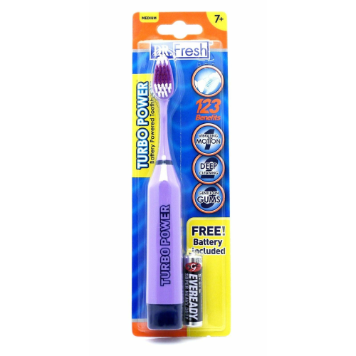 Absolute White Turbo Power Battery Powered Toothbrush - Medium