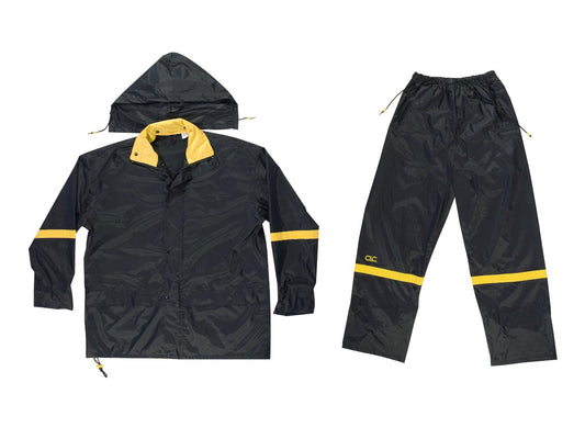 CLC R103X 3 Piece Deluxe Nylon Rain Suit, Black, XL
