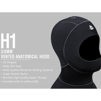 Waterproof Waterproof H1 3/5mm Hood w/ Hood Air Venting System (HAVS)