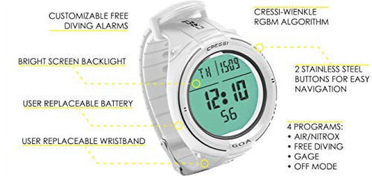 Cressi Goa Dive Computer (White / Black)