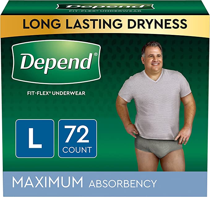 Men's Depend Fit-Flex: Sizes Small to XX-Large