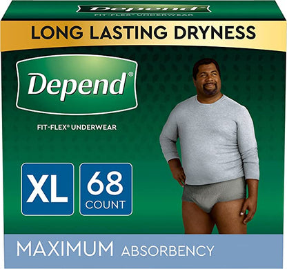 Men's Depend Fit-Flex: Sizes Small to XX-Large